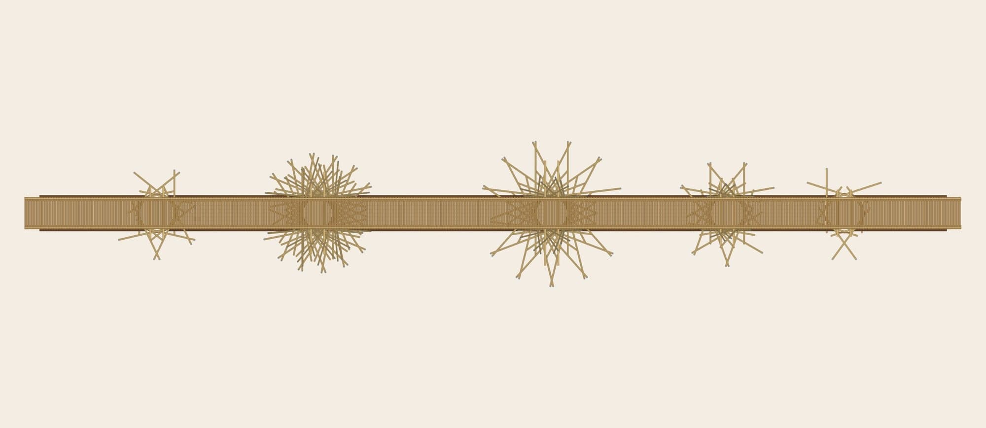 Plan of the bridge showing the pole footprints of the towers and ramp legs